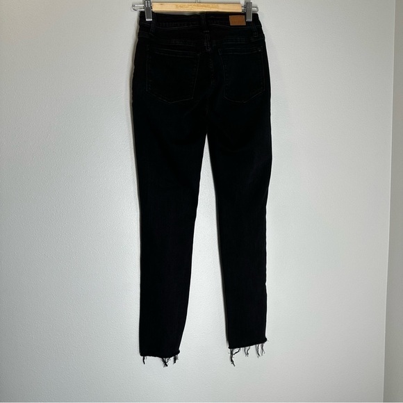 Judy Blue Lola Tapered Leg Black Jeans Distressed Knees Raw Hem Size 24 Women’s - Picture 7 of 11